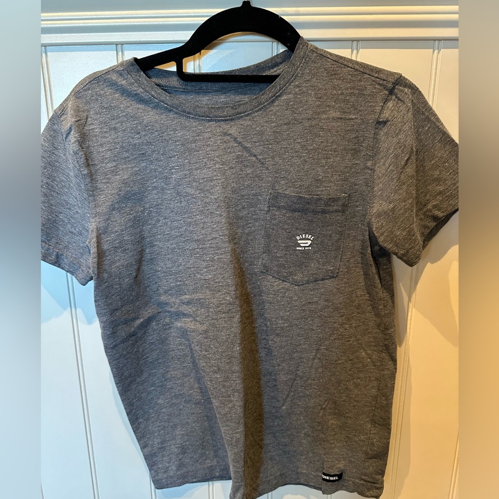 DIESEL Boys Size 10/12 Medium Youth Grey Short Sleeve Tee Athletic Shirt